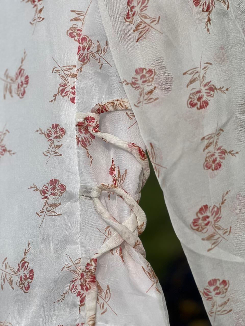 Western Style White Floral long Dress | Limited Stock