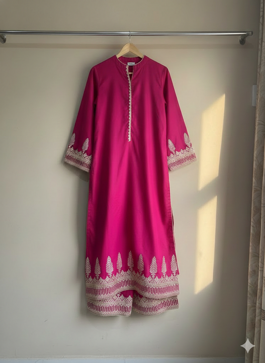 2pc Premium Cutton Suit with full Embriodered-Embriodered Pret