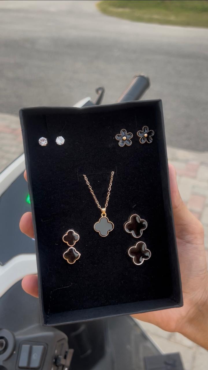Necklace with 4 Earrings Gift Box