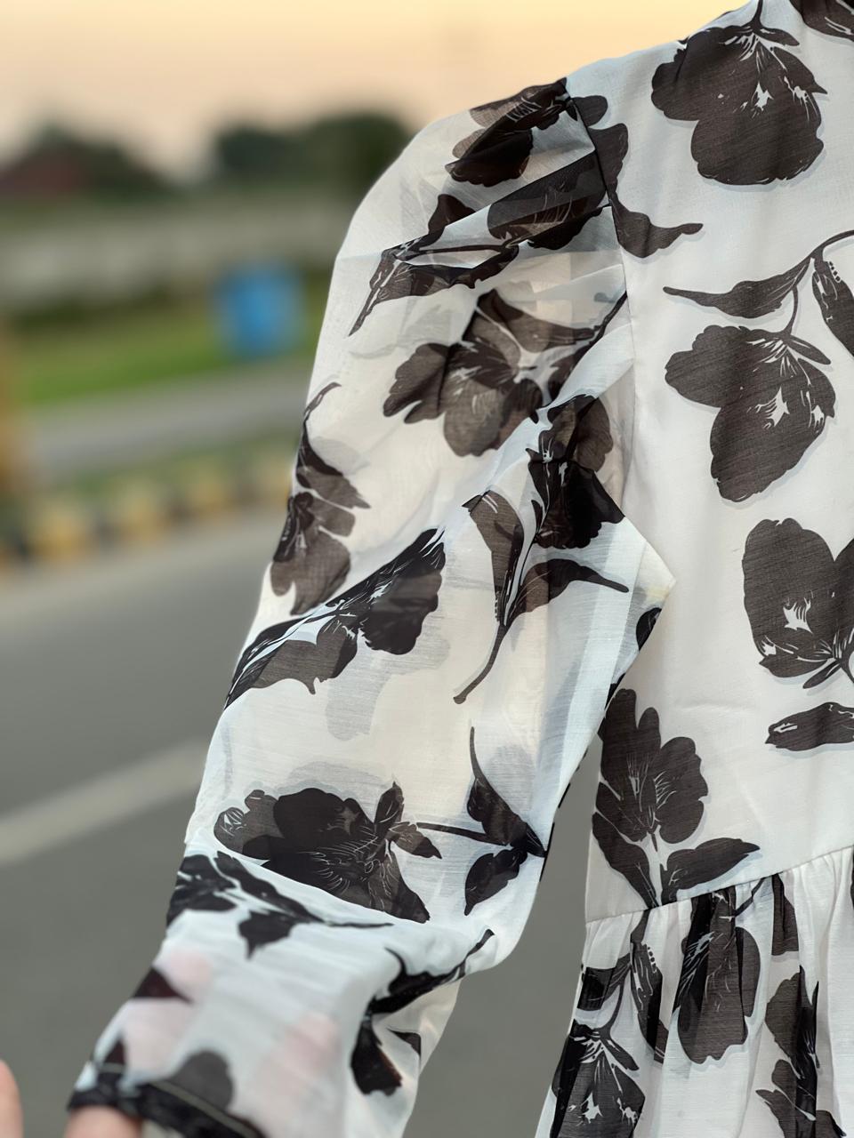 Black & White Floral Maxi Dress