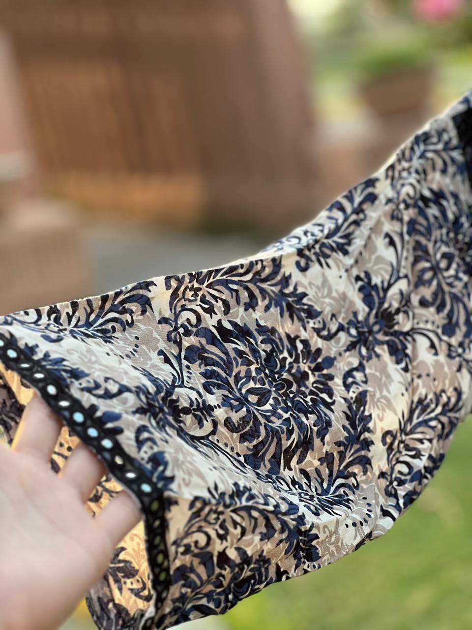 Black & Beige Ethnic Maxi Dress