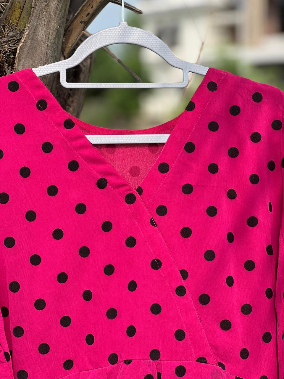 Pink Polka Dot Long Dress | Limited Stock