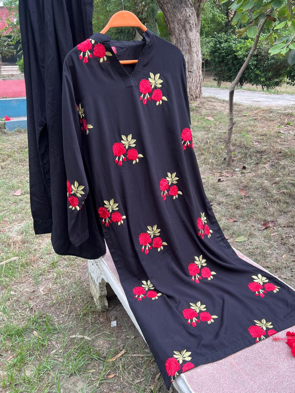 2pc  Premium Linen Suit-Embroidred Pret