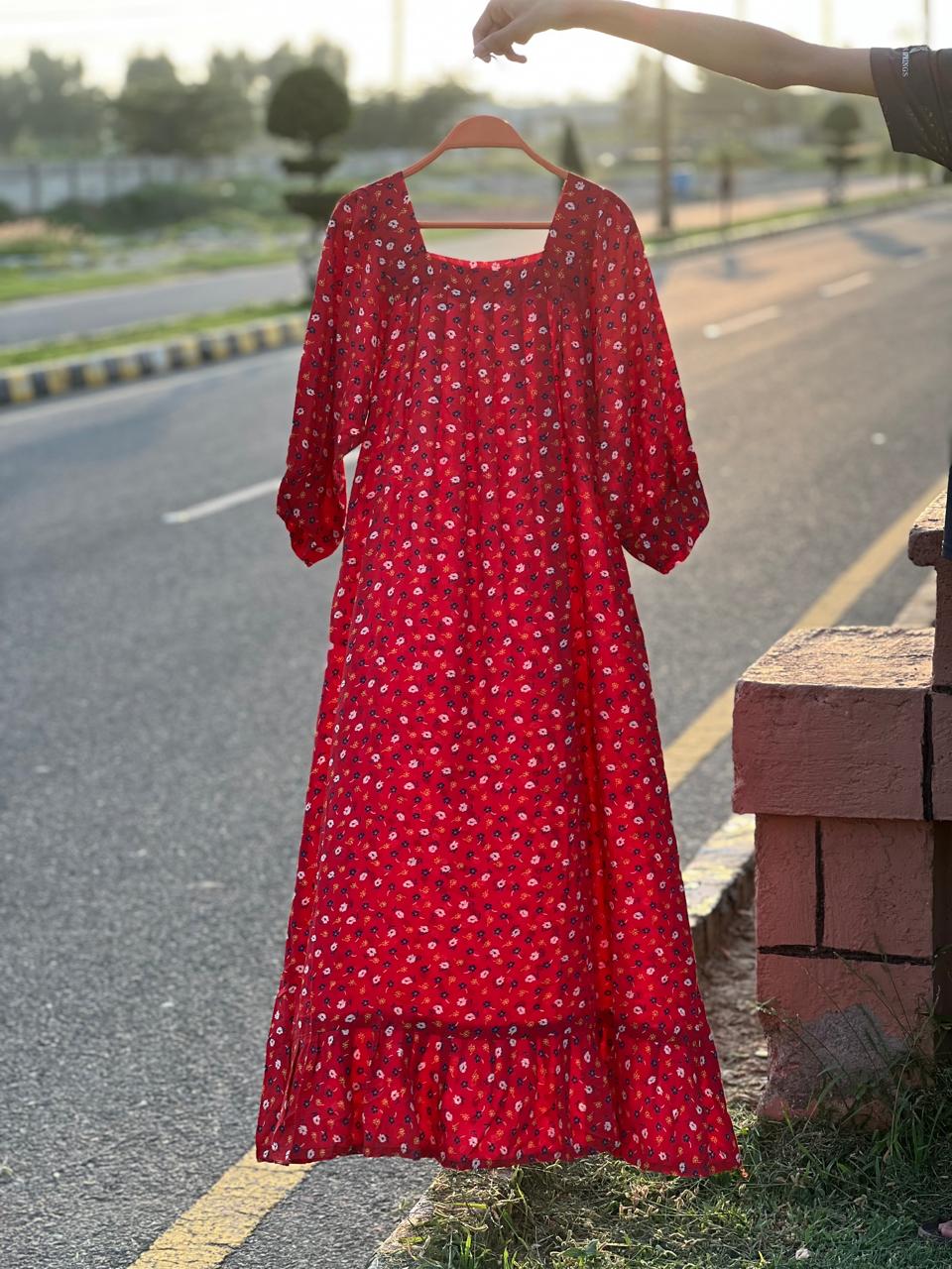 Red Floral Maxi Dress