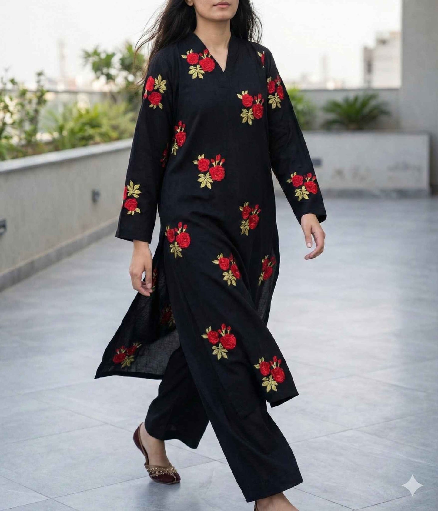 Black & White Embroidered Combo(Free Trending Ear Rings)