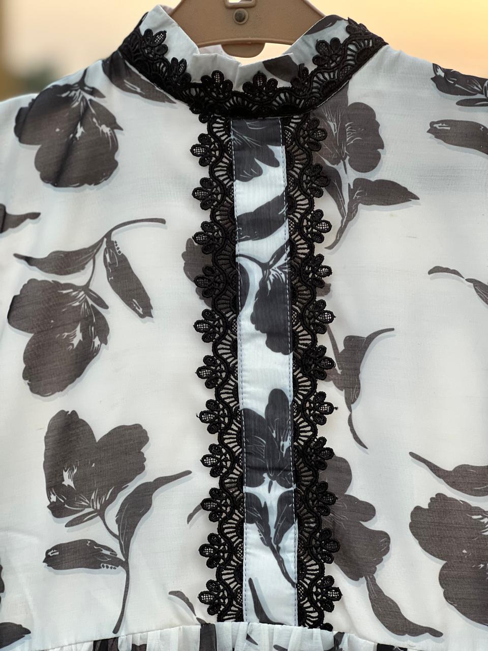 Black & White Floral Maxi Dress