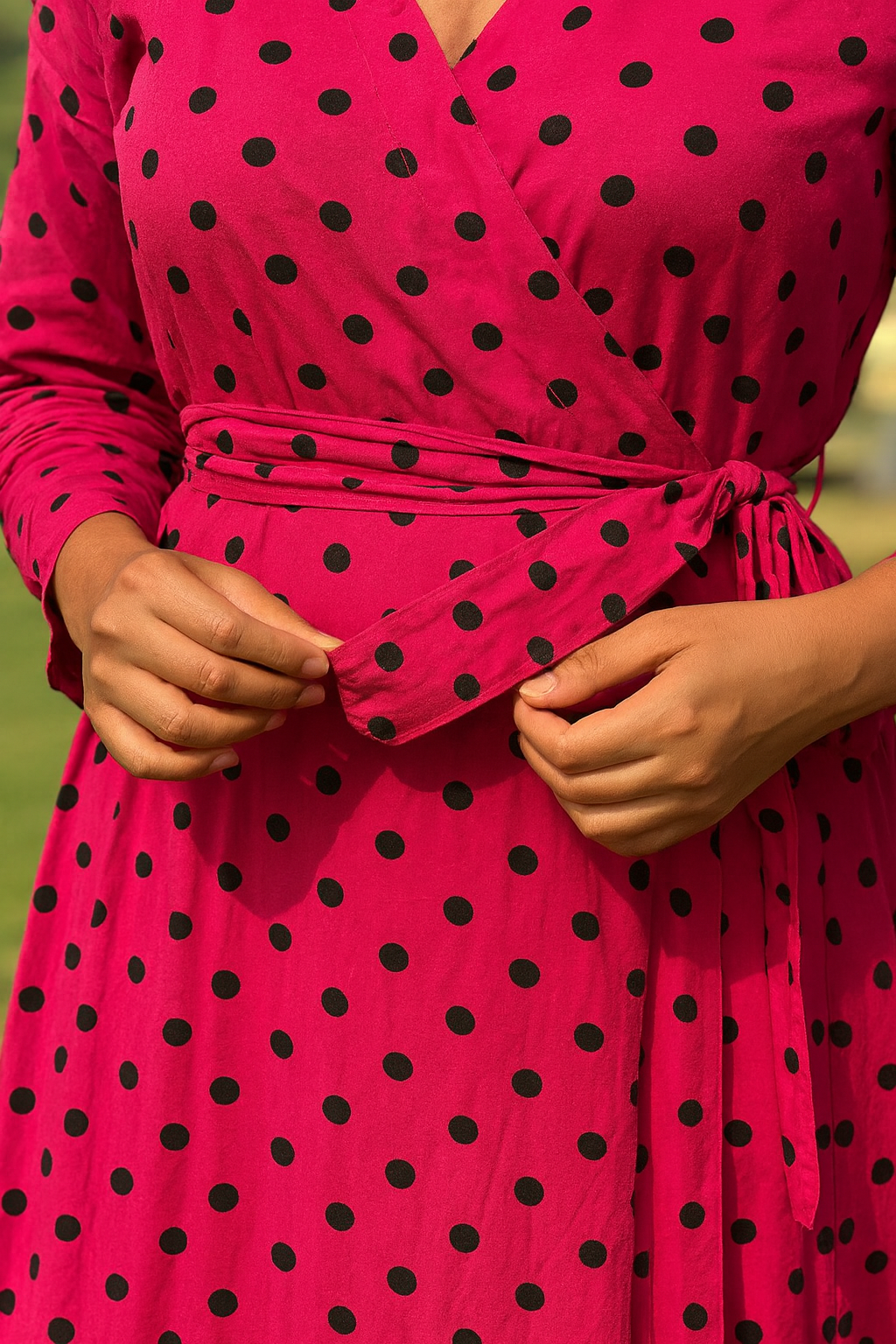 Pink Polka Dot Long Dress | Limited Stock