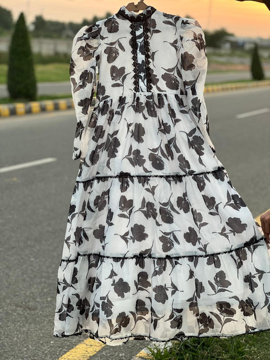 Black & White Floral Maxi Dress
